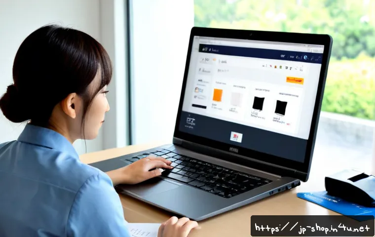 쇼핑매니저 업무 효율화 도구 - Photorealistic Japanese e-commerce manager at a tidy modern desk, efficiently reviewing product inve...